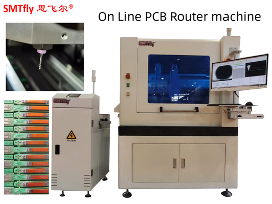 دستگاه روتر PCB در خط برای صفحه مدار ضخامت 0.5mm با تغییر ابزار خودکار